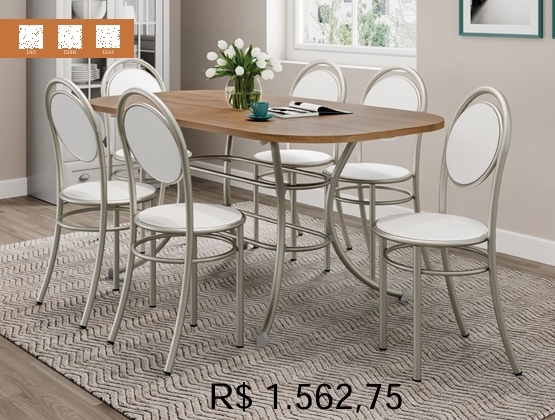 Conjunto Sala de Jantar | Cadeira - Mesas | Carraro | Venda: +60% 0925