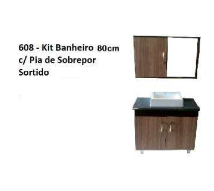 	Kit Banheiro 80 c/ Cuba Sobrepor Sortido | 608 | Stello e Stello Móveis