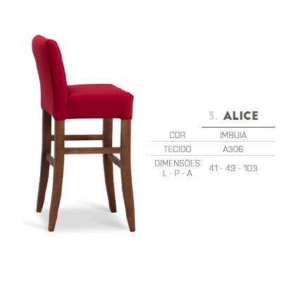 Banqueta c/ Encosto Estofado Alice | L2 Design Móveis