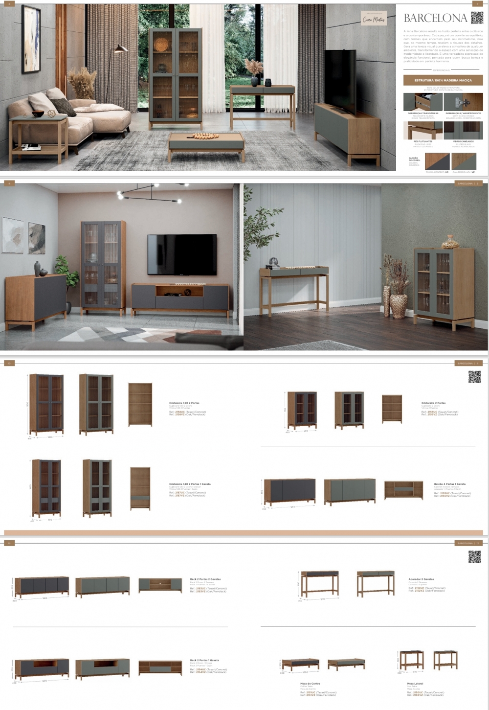 Linha Barcelona | Cristaleira - Balcão - Rack - Aparador - Mesa De Centro - Mesa Lateral | Finestra 0925