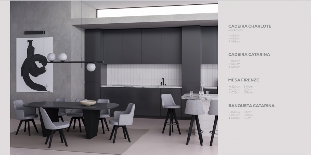Mesa Firenze + Banqueta Catarina + Cadeiras Catarina / Charlote | Macrosul 1025