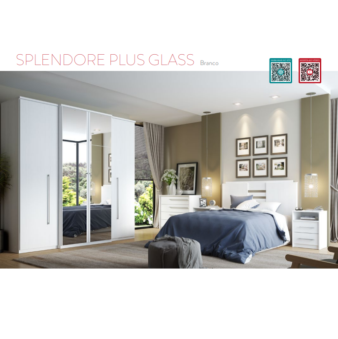 Roupeiro Splendore Plus Glass 04 Portas 181 | THB Móveis