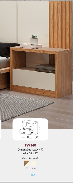 Mesa De Cabeceira TW140 | Dalla Costa 0826