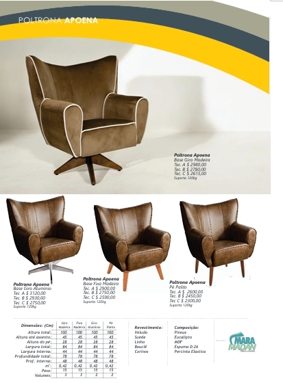 Poltronas | Apoena - Flora - Regalo - Lua - Lora - Papai - Anita - Alice - Athos - Opra | Mara Madan | Venda -45% 0525