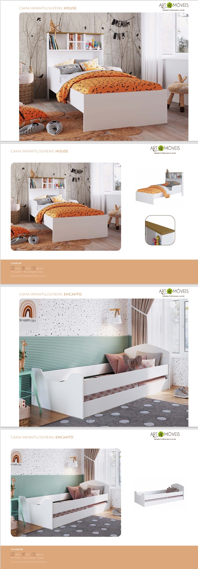 Cama Infantil / Juvenil |CM095 - CM4080 | Art in Móveis 0825