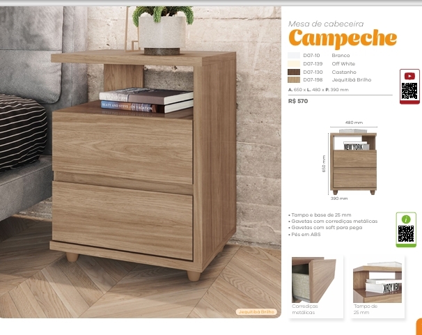 Mesa De Cabeceira Campeche | Henn | Venda : -60% 0925