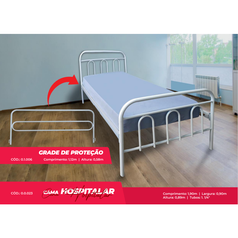 PREÇO + BARATO DO BRASIL | Cama Hospitalar c/ Grade de Proteção | Marcheli