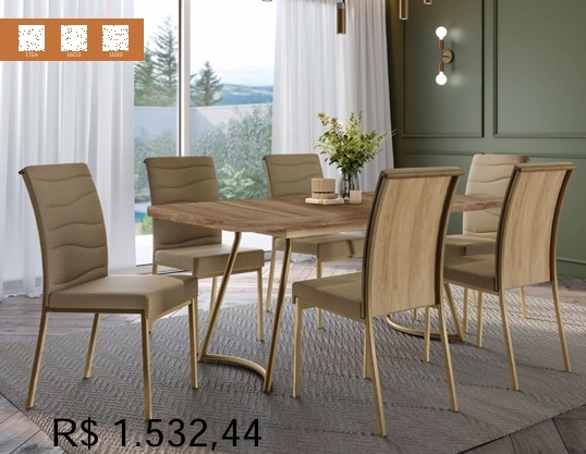 Conjunto Sala de Jantar |  Cadeira Wave - Mesas Stellar e a Évora | Carraro | Venda: +60% 0925
