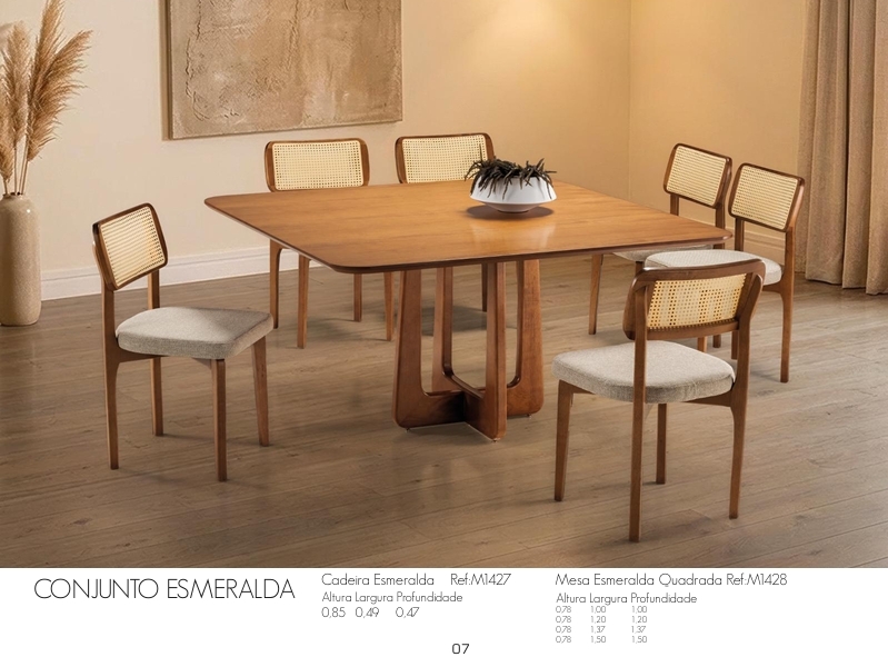 Conjunto Esmeralda | Mesa Quadrada + Cadeira | ACG 0626