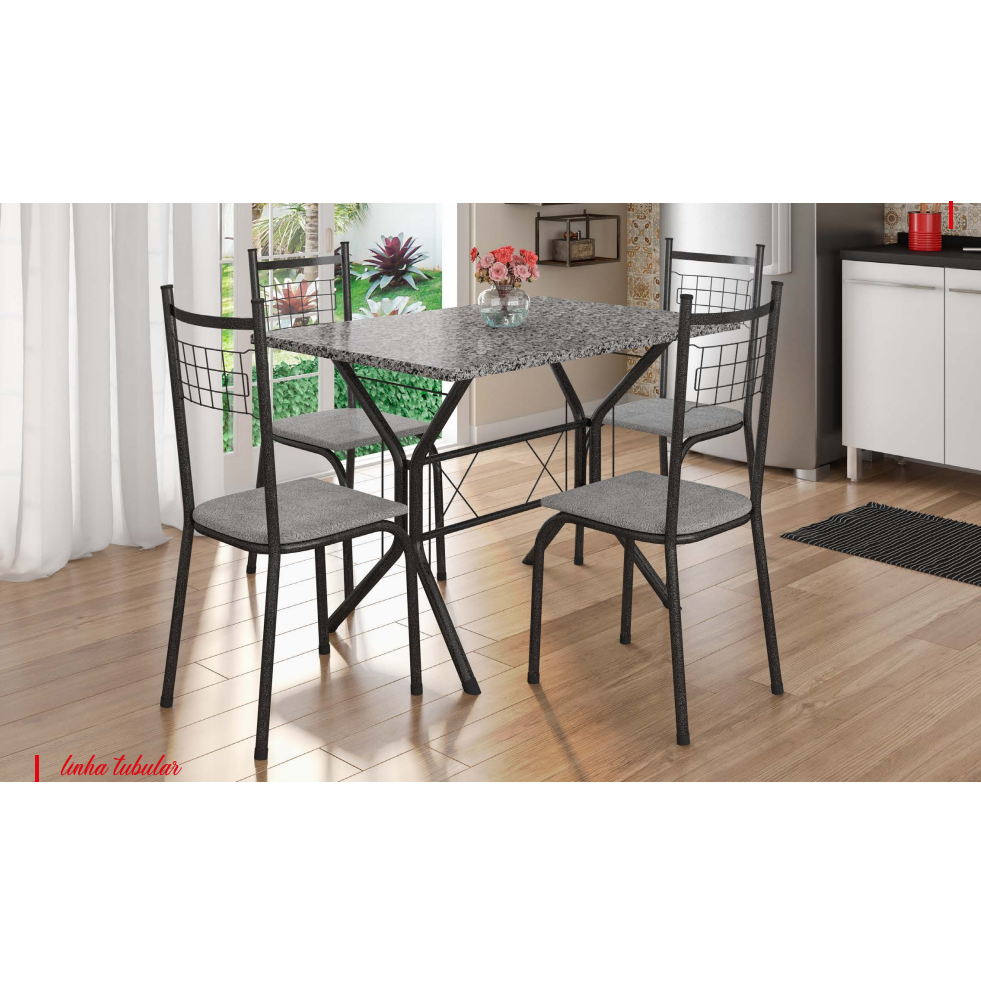 PREÇO + BARATO DO BRASIL | Mesa Brasília + 4 Cadeiras New Lisboa | Fabone