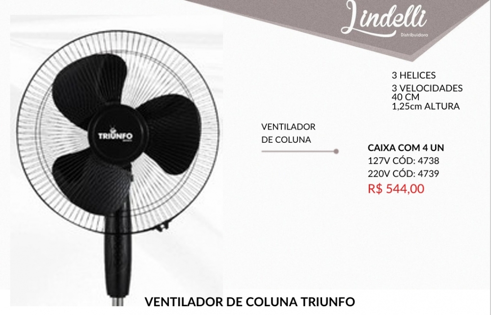 Ventilador de coluna triunfo | Lindelli Venda: +50% 0825