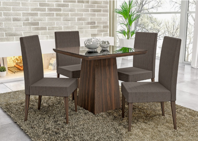 Mesa com  Vidro mais 4 cadeiras | Madetal 