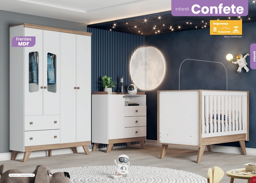 Berço Infantil Confete 3 em 1 | Henn Infantil 0426