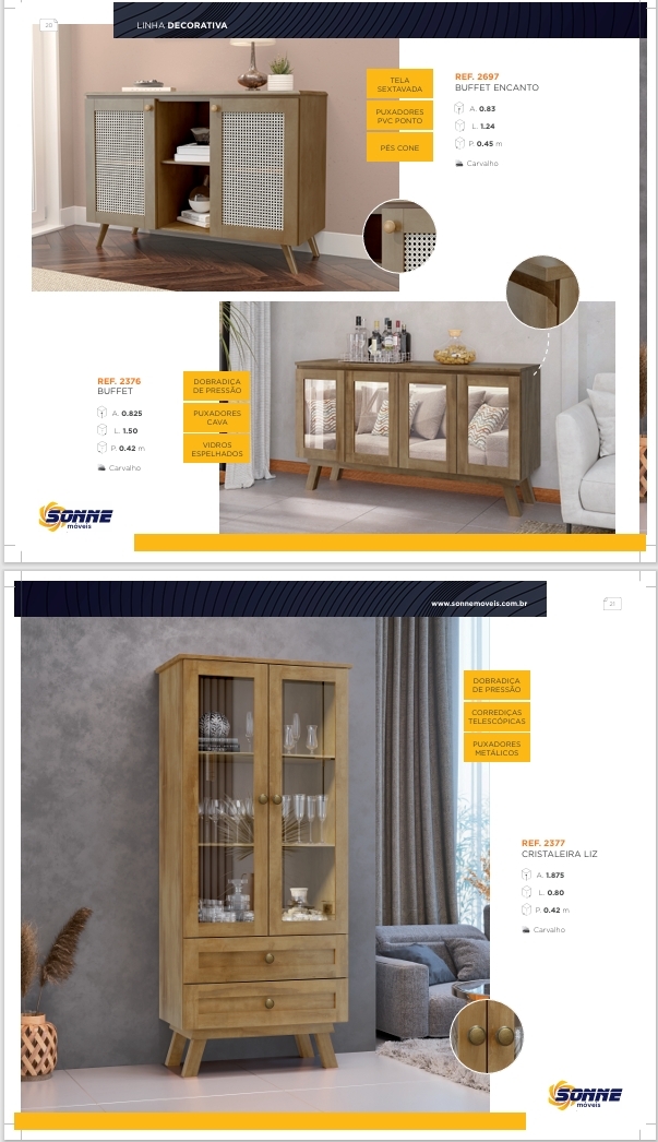 Linha Decorativa | 2697 - 2376 - 2377 | Sonne Móveis 0825