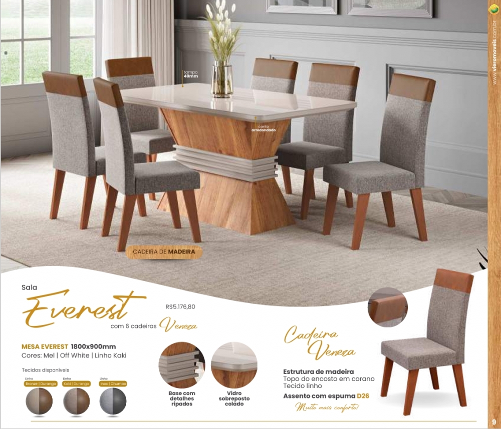 Mesa Everest + Cadeira Veneza | Viero | Venda: -45% 0925