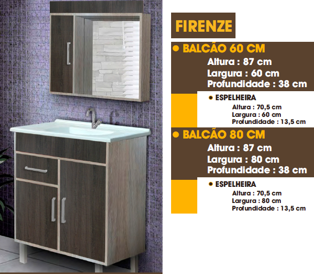 Conjunto Gabinete e Espelheira Firenze 60 | 435 | Luminetto Móveis