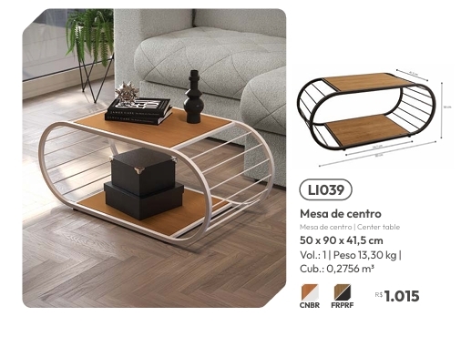 Mesa de Centro | LI039 | Venda:-62% | Kappesberg Crome 0925