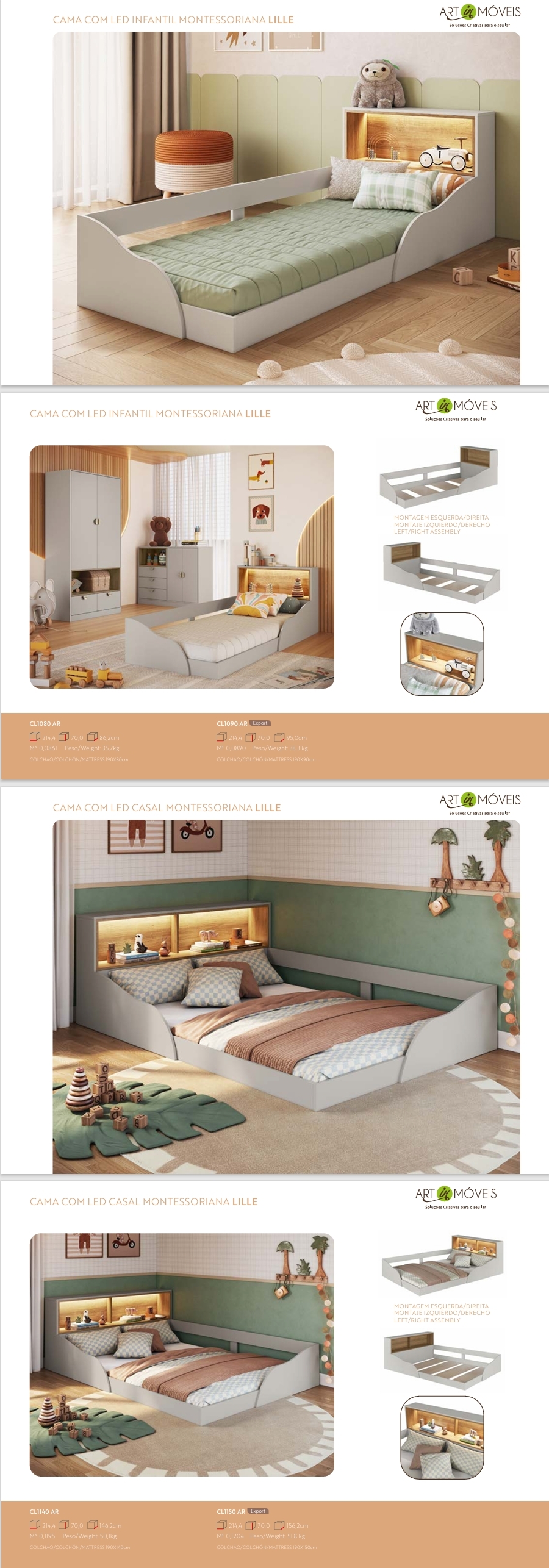 Linha Lille | CL1080 - CL1090 - CL1140 - CL1150 - DL1020 -DL1060 - DL1080 - GL1080 | Art in Móveis 0825