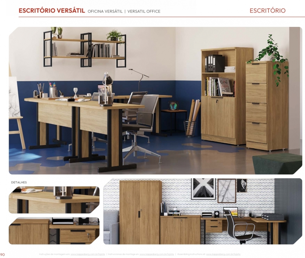 Linha Escritório Versátil | 1011A - 1012A - 1013A - 1170A - 1120 - 1150 - 1004A - 1003A -2001A | Kappesberg Madeira | Venda : -62% 0925