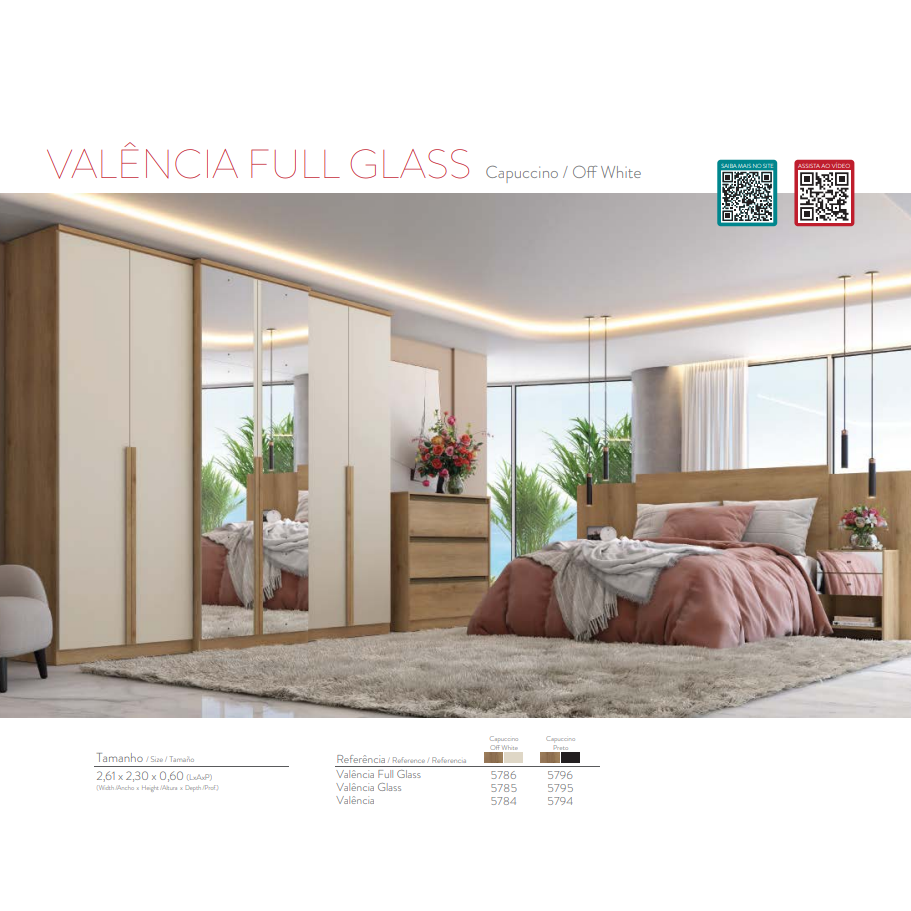 PREÇO + BARATO DO BRASIL | Roupeiro Valência - Full Glass | L 2.61 | + Valores | THB 