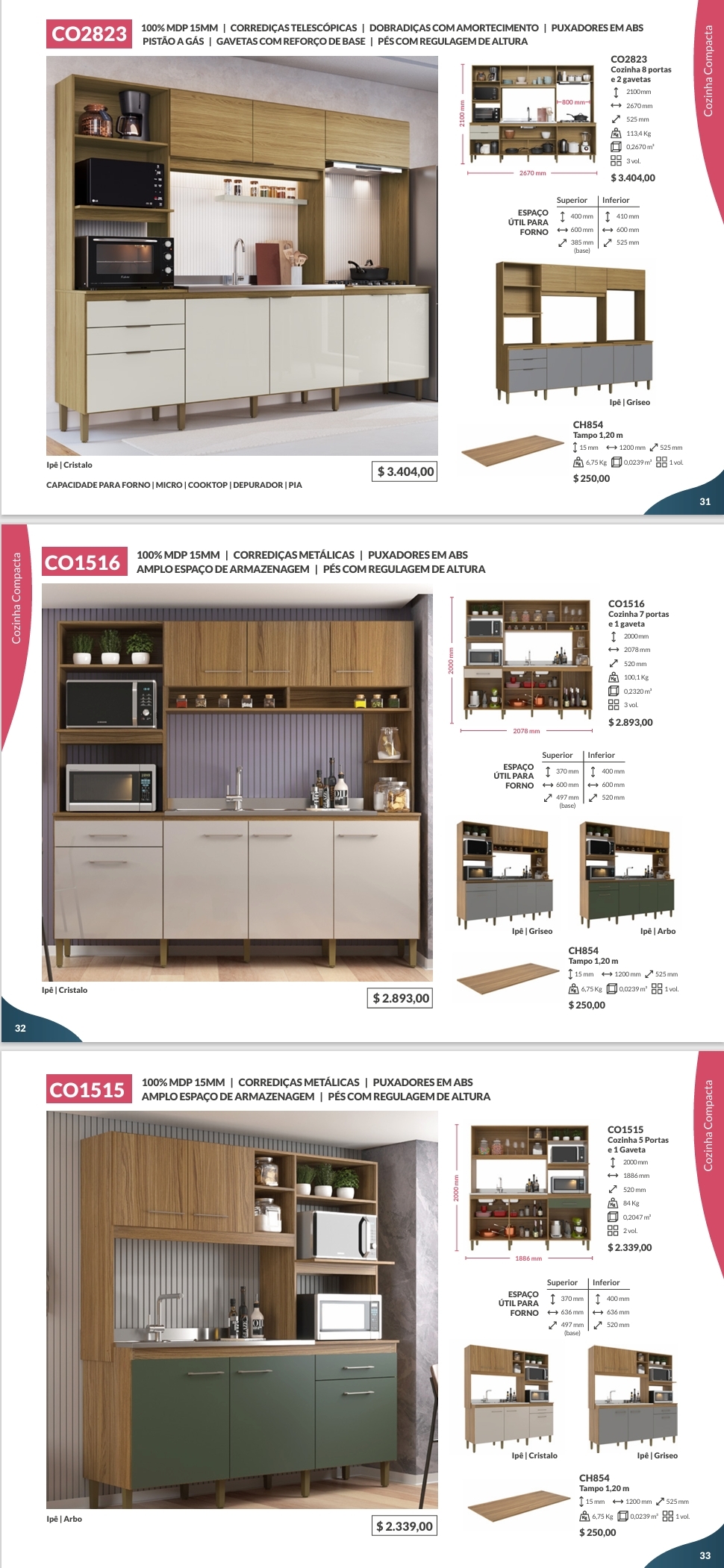 Cozinhas Compactas | CO2823 - CO1516 - CO1515 - 7072 - CO1202 | Decibal Venda : -60% 0925