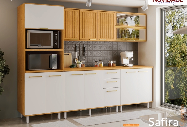 Cozinha Modulada Safira | Consulte Valores E Dimensões na Descrição | Meneghetti 1026