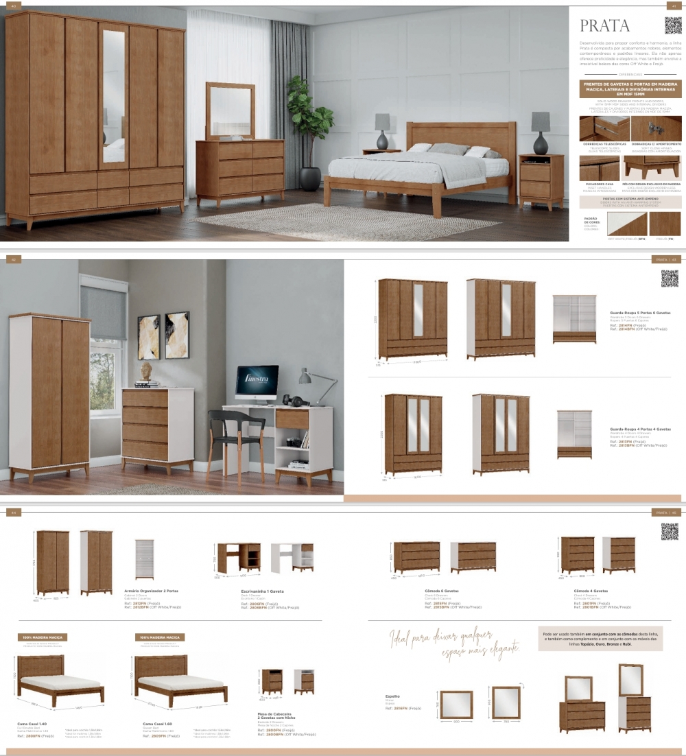 Linha Prata | Roupeiros - Armário - Cômodas - Escrivaninha - Cama - Criado Mudo - Espelho | Finestra 0925  