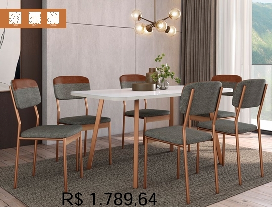 Conjunto Sala de Jantar | Cadeira Valle - Mesas Ariel  e Évora | Carraro | Venda: +60% 0925