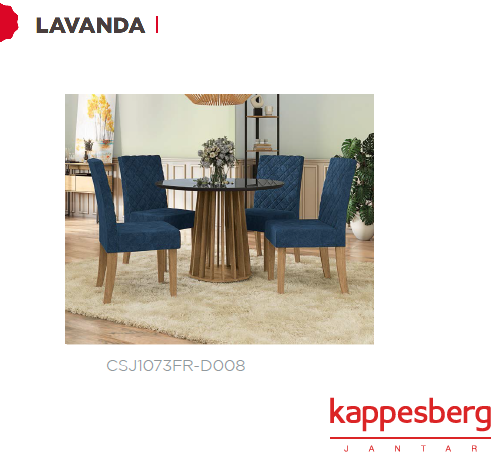 Mesa Lavanda 105 X 105cm + 04 Cadeiras | CSJ1073FR-D008 | Kappesberg