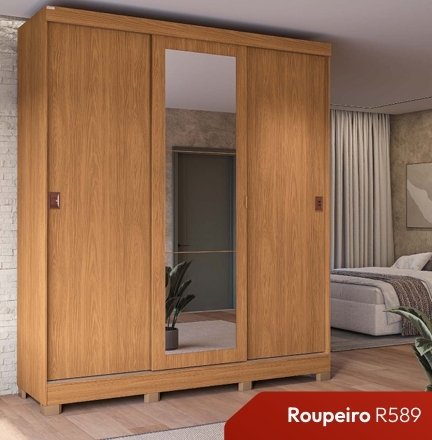 Roupeiro 3 Portas c/ Espelho 180 | R589 | Kappesberg Móveis 0226