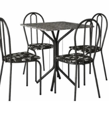 Conj. Thais Mesa c/ Tampo de Granito + Cadeiras  | Lindelli 0326 