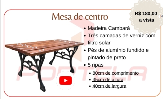 Mesa De Centro | Portela Venda : +50% 0825