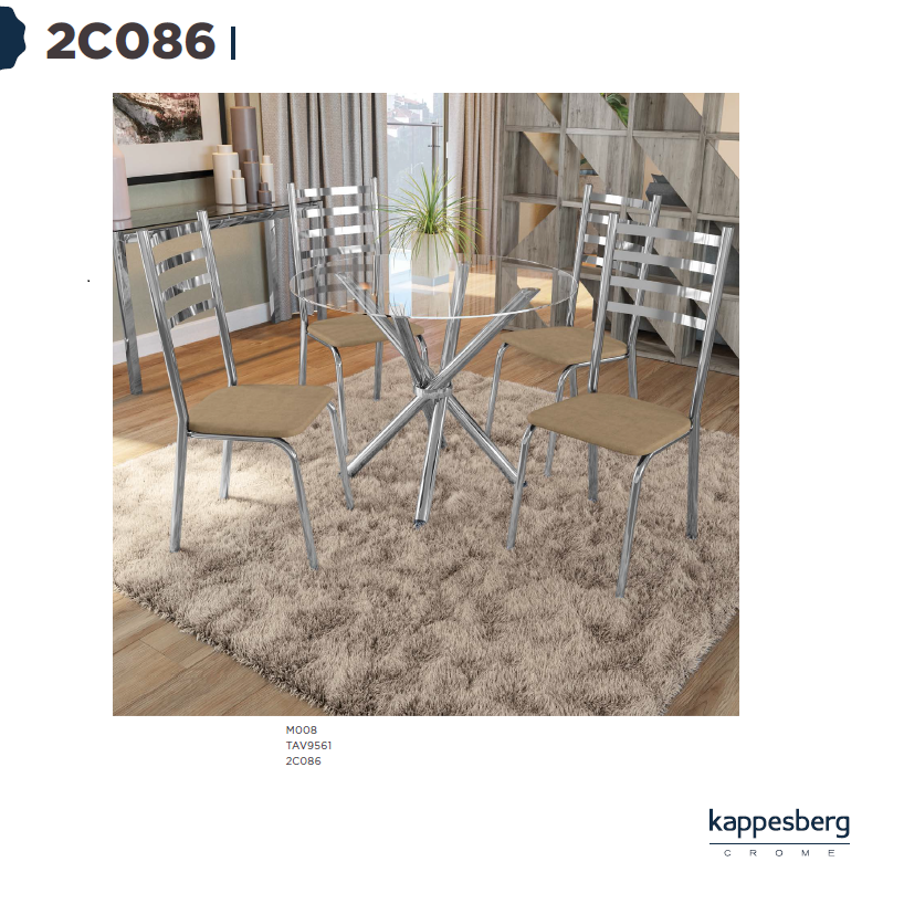 Mesa 95 x 95cm + 04 Cadeiras | 2C086 M008 TAV9561 | Kappesberg