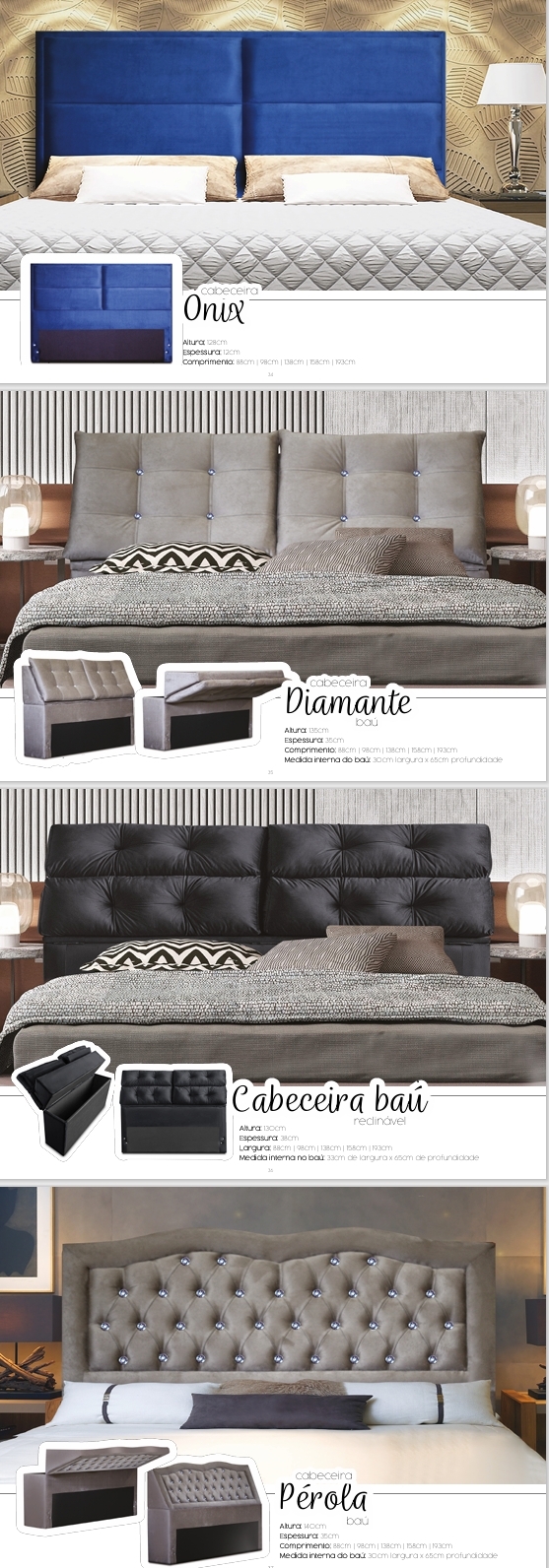 Cabeceiras | Pérola - Cabeceira Baú - Onix - Diamante | Assmann 0725