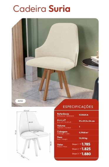 Cadeira Suria | A052 | Venda: - 60% | Kappesberg Sala de Jantar Premium 0625