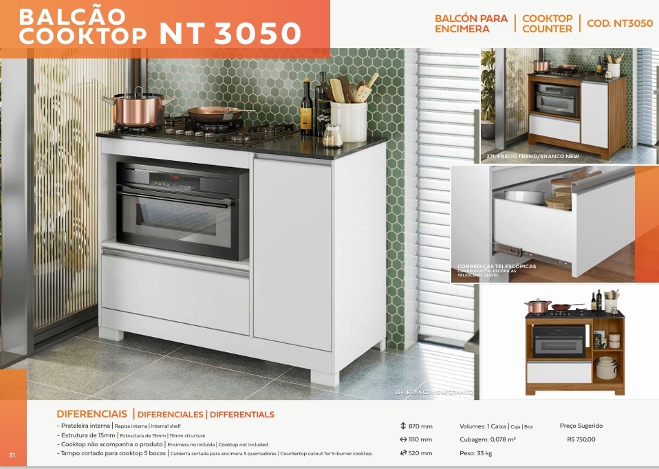 Balcão Cooktop | NT 3050 | Notável 0426