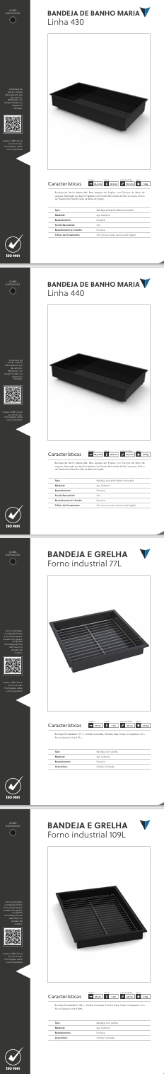Bandejas | Linha 430 - Linha 440 - Forno industrial 77L - Forno industrial 109L | Venax 0525