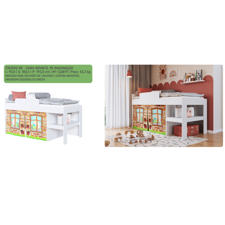 PREÇO + BARATO DO BRASIL | Cama Infantil Imaginação | CM3090 | Artin 