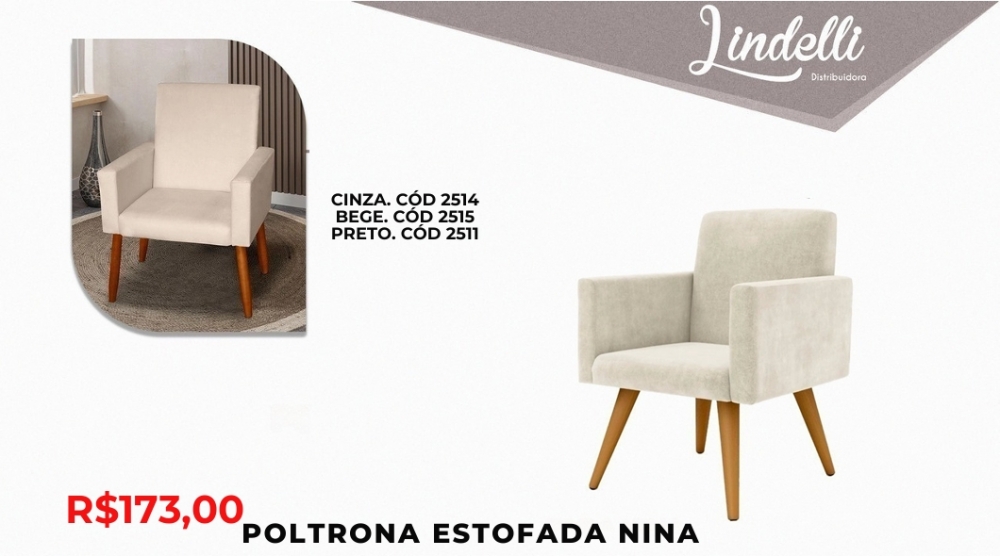 Poltrona estofada nina | Lindelli Venda: +50% 0825