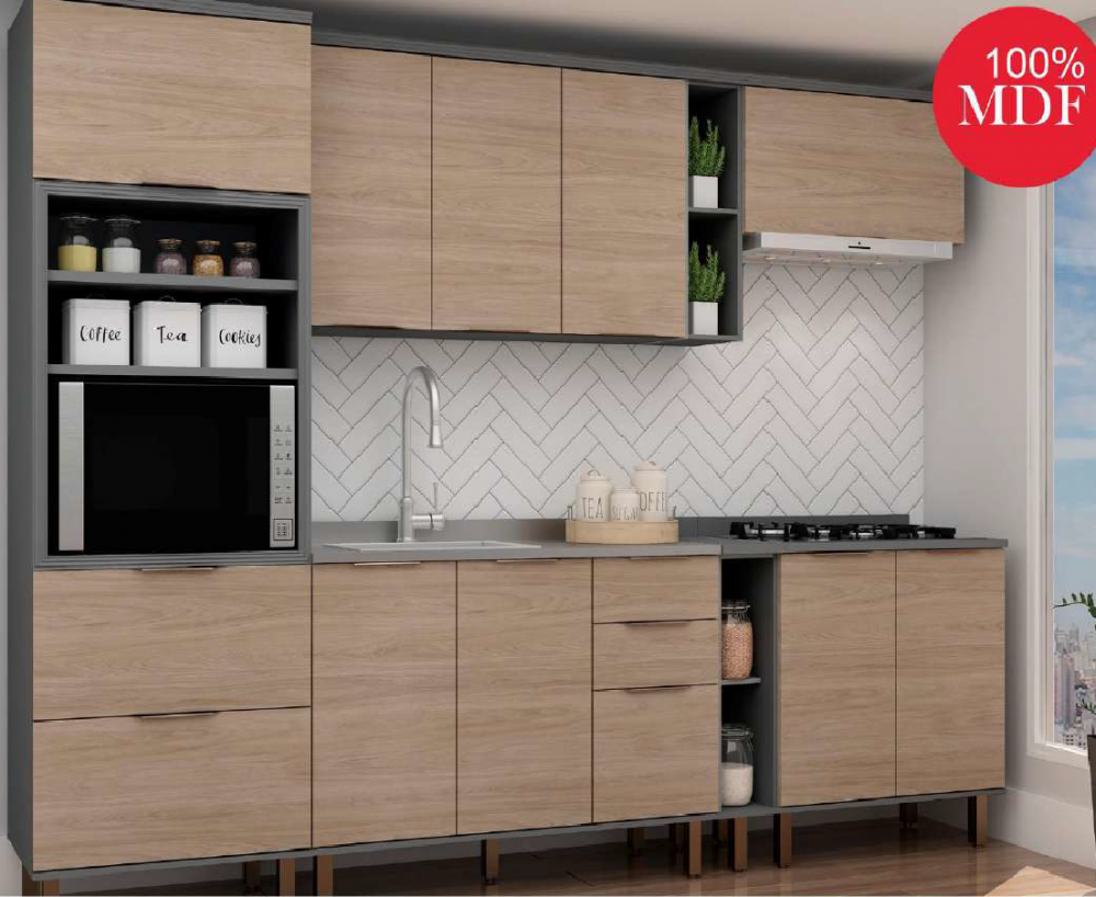 Cozinha Modulada Zoe 290 100% MDF | Genial Flex