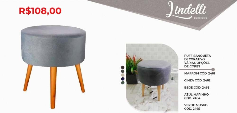 Puff banqueta redondo decorativo | Lindelli Venda: +50% 0825
