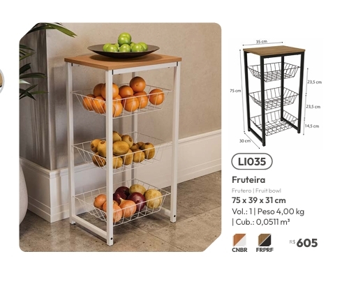  Fruteira | LI035 | Venda:-62% | Kappesberg Crome 0925