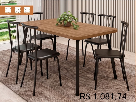 Conjunto Sala de Jantar | Cadeira - Mesas | Carraro | Venda: +60% 0925