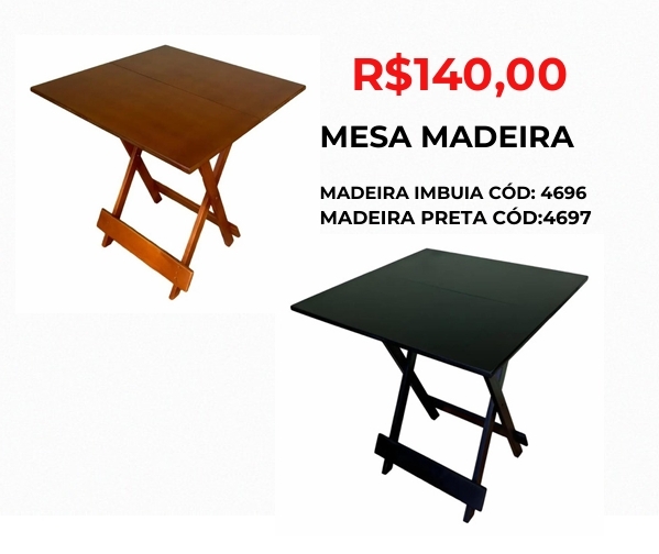 Mesa madeira dobrável | Lindelli Venda: +50% 0825