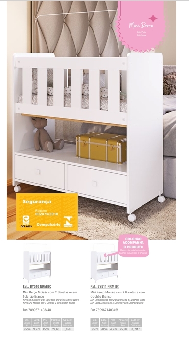 Mini Berço | BY510 - BY511 - BB040 - BB041 | Completa Móveis 1125