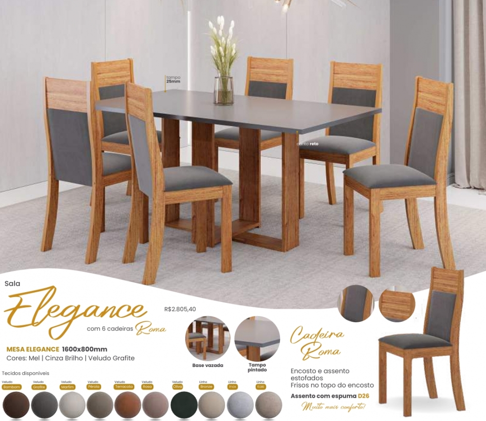Mesa Elegance + Cadeira Roma | Viero | Venda: -45% 0925