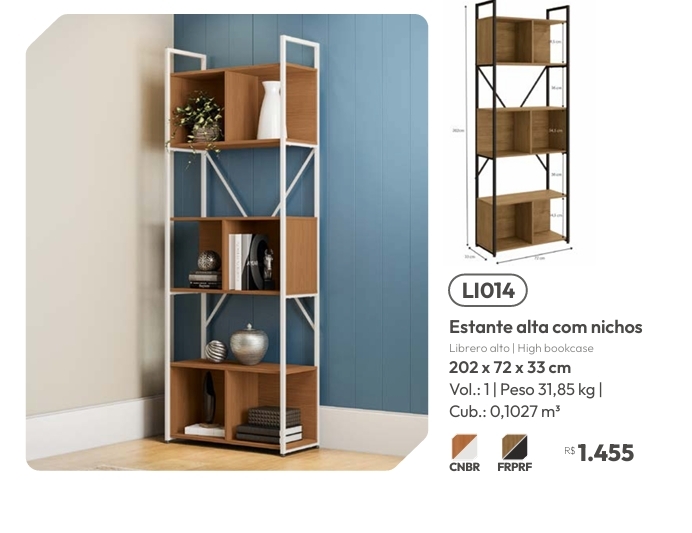 Estante Alta c/ Nichos | LI014 | Venda:-62% | Kappesberg Crome 0925