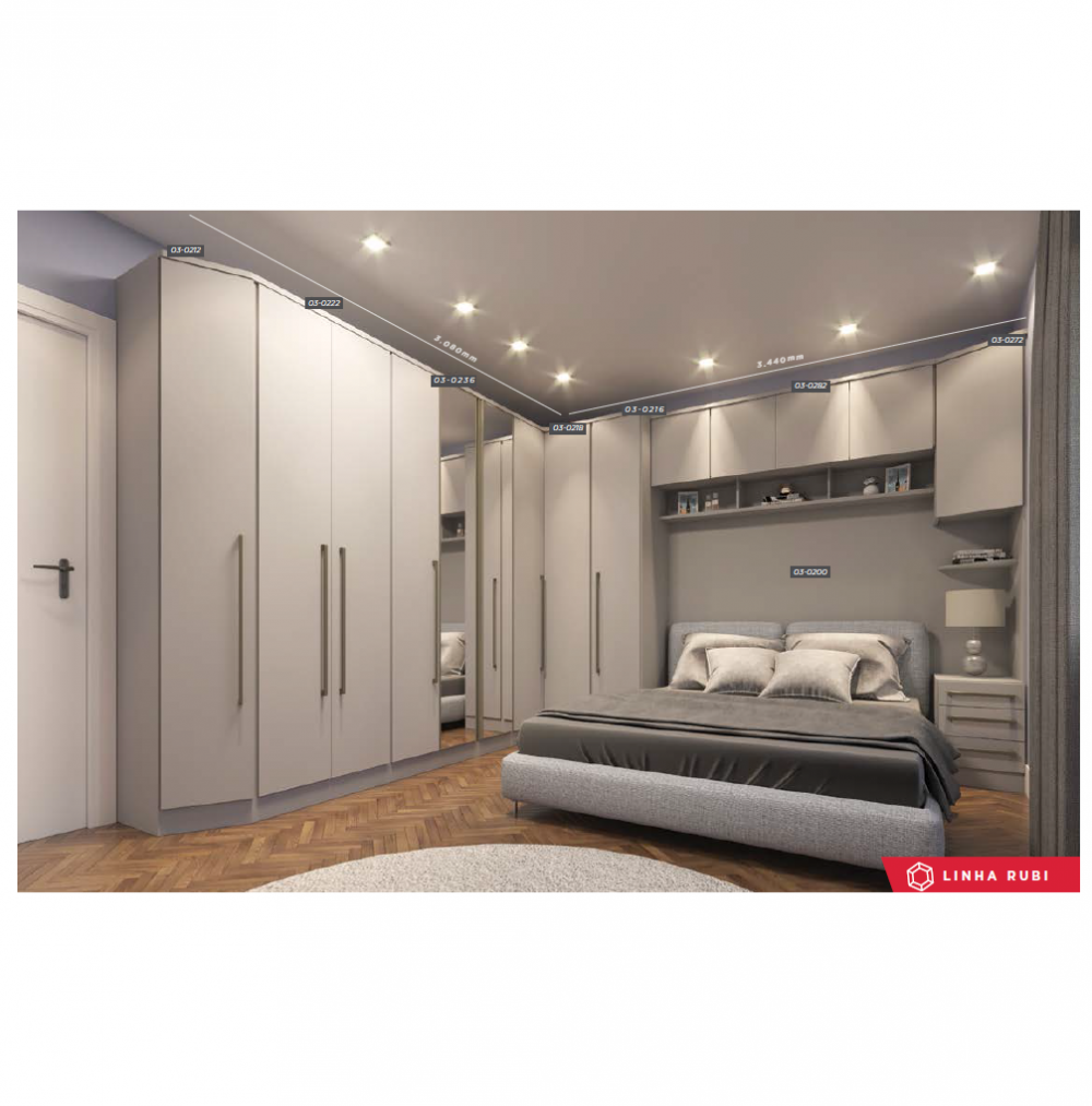 Dormitório Modulado Sob Medida (8 Peças) Linha Rubi | Caloma