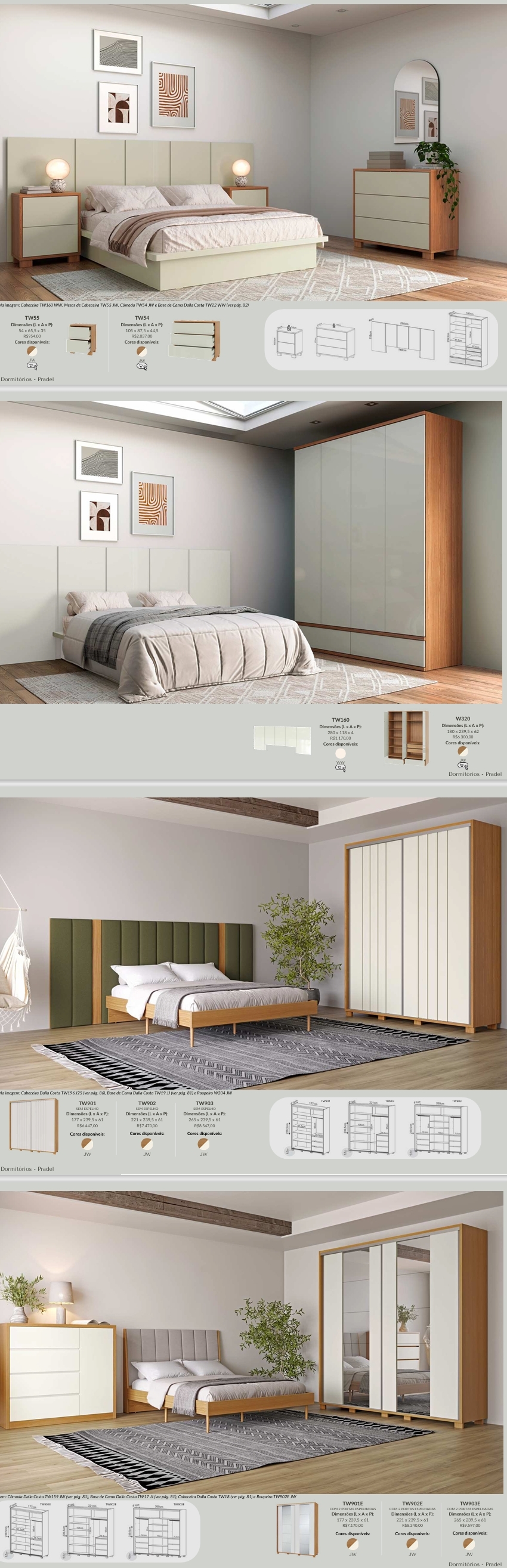 Linha Dormitório | TW55 - TW54 - W320 -TW901 - TW902 - TW903 | Dalla Costa : Venda -55% 0425 