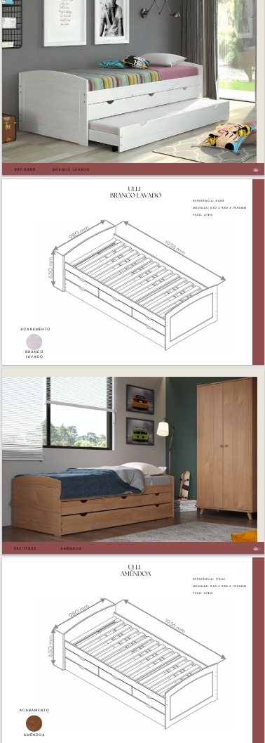 Linha Ulli | 15744 - 22802 -  17632 -  6495 | Móveis de Madeira 0825 
